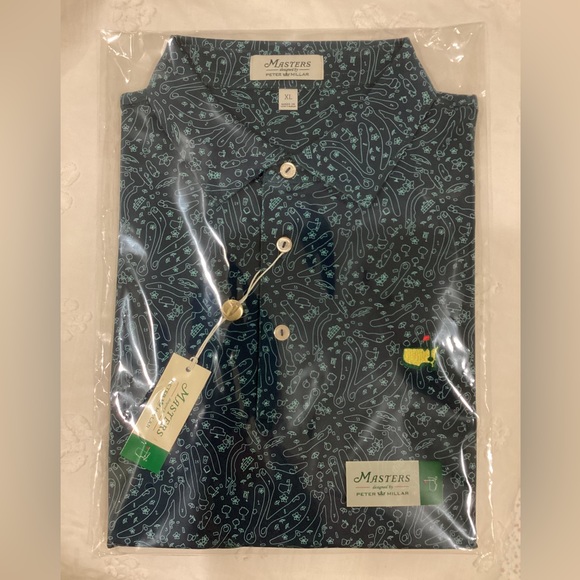 Peter Millar Other - 2025 Peter Millar xl Large Men's Golf Shirt Masters course map Print Green Poll